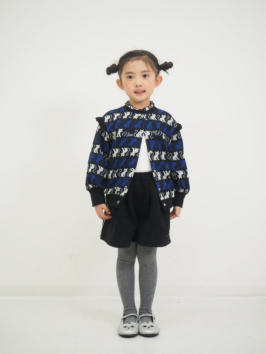 ねこボーダージャガード 2WAYプルオーバー