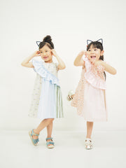 ななめショルダーフリルワンピース