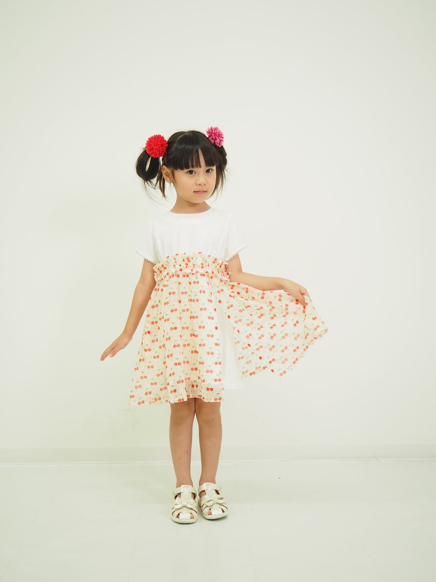 【フラワープリント＆チェリープリント】ワンピース