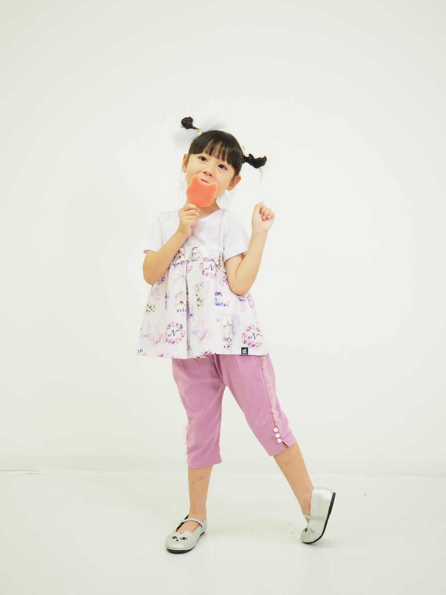 パール釦 6分丈パンツ