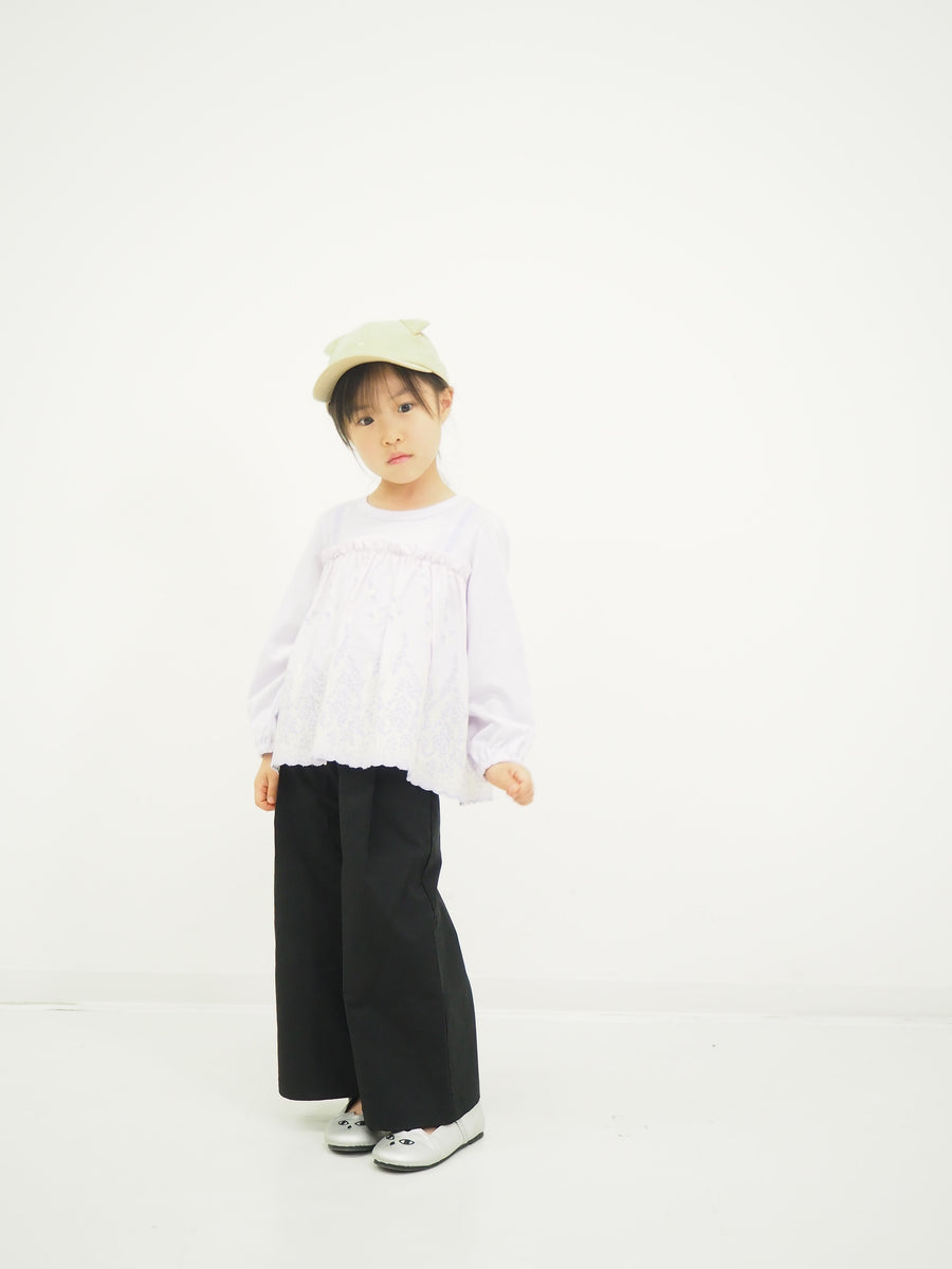 カットワークレース　ロングTシャツ