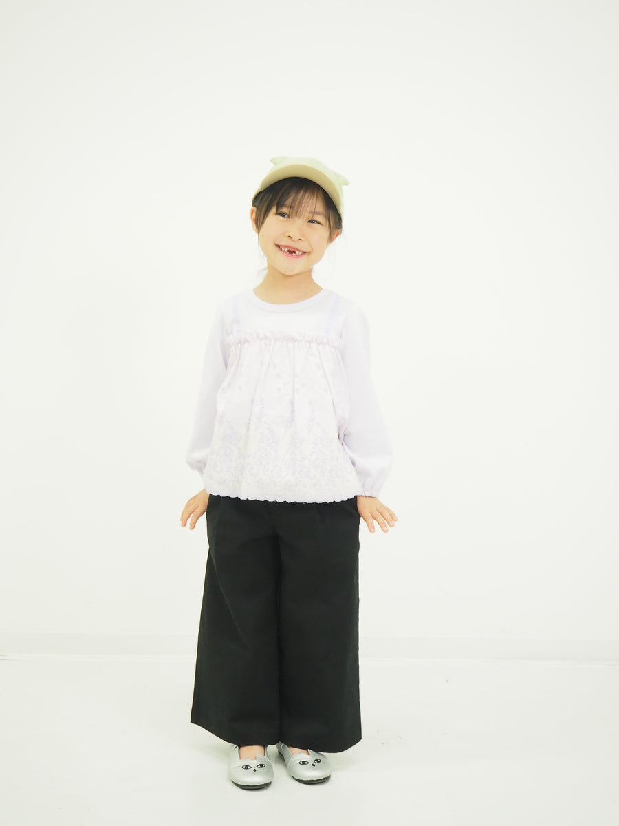 カットワークレース　ロングTシャツ