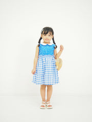 小花×ギンガム丸襟ワンピース