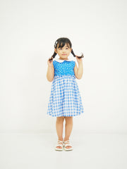 小花×ギンガム丸襟ワンピース