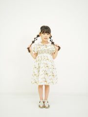 リボンプリントスモッキングワンピース