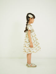 リボンプリントスモッキングワンピース