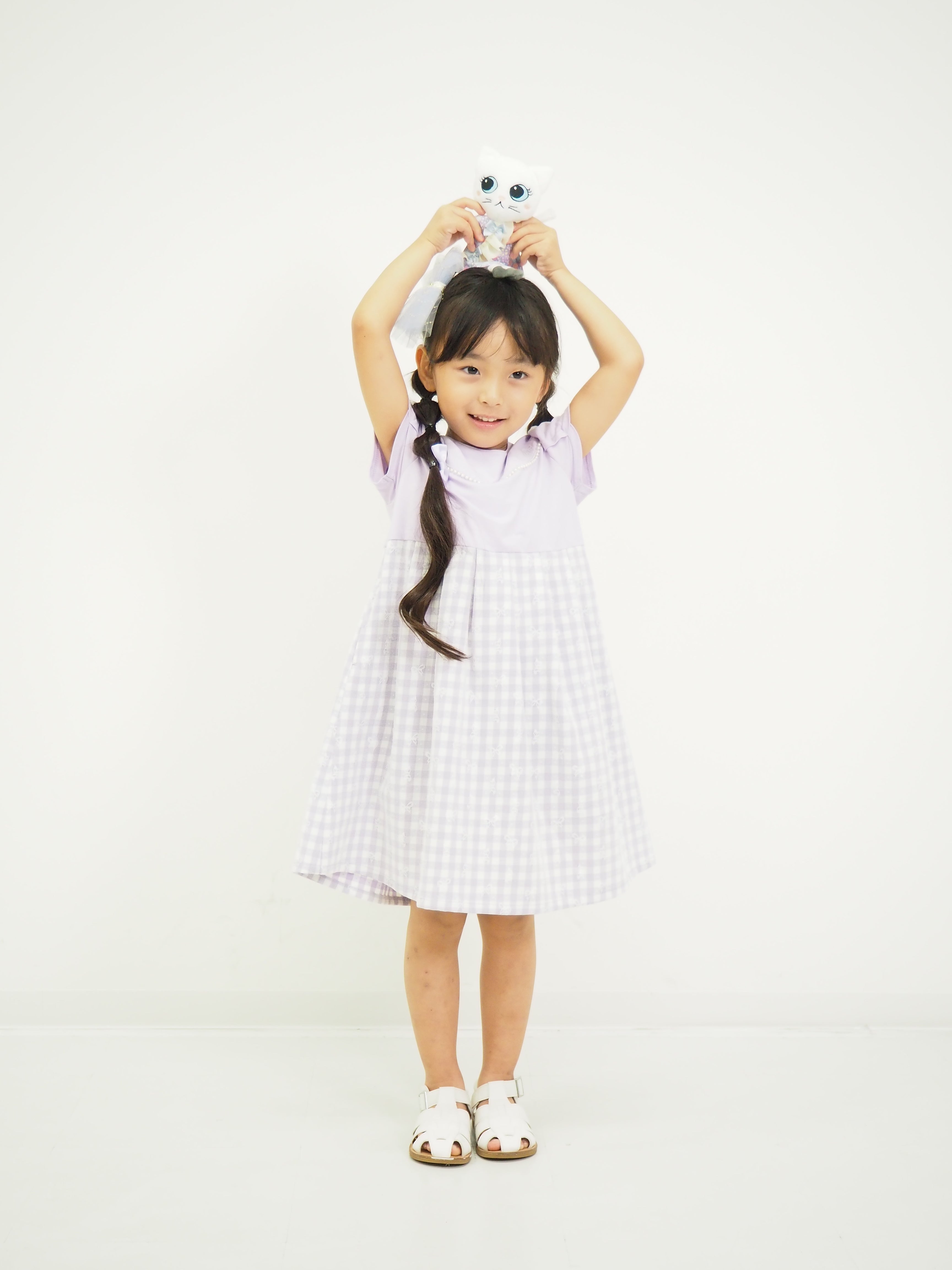 ギンガムレースカットソーワンピース