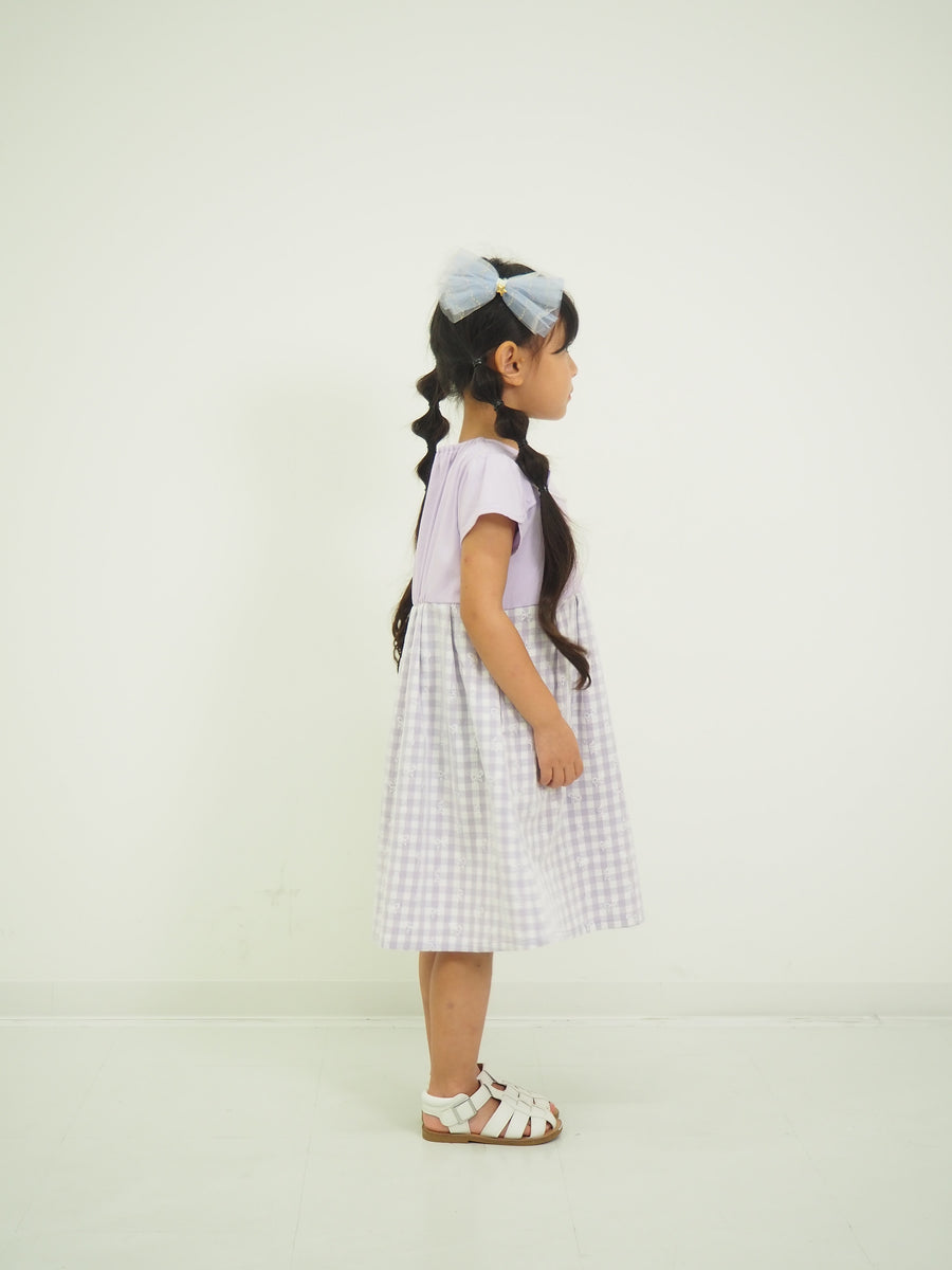 ギンガムレースカットソーワンピース