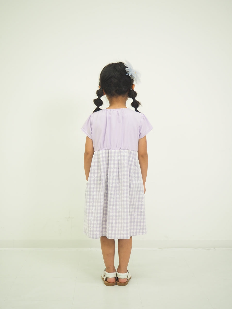 ギンガムレースカットソーワンピース