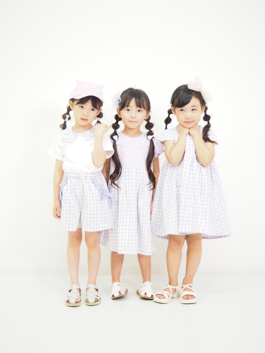 ギンガムレース襟　Teeﾌﾞﾗｳｽ