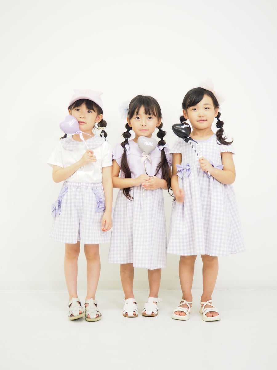 ギンガムレース襟　Teeﾌﾞﾗｳｽ