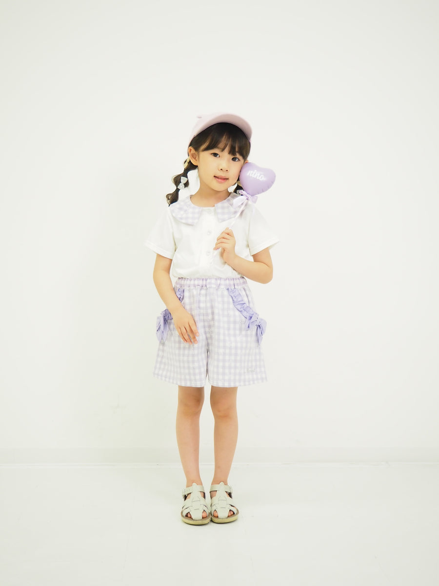 ギンガムレース　キュロットパンツ