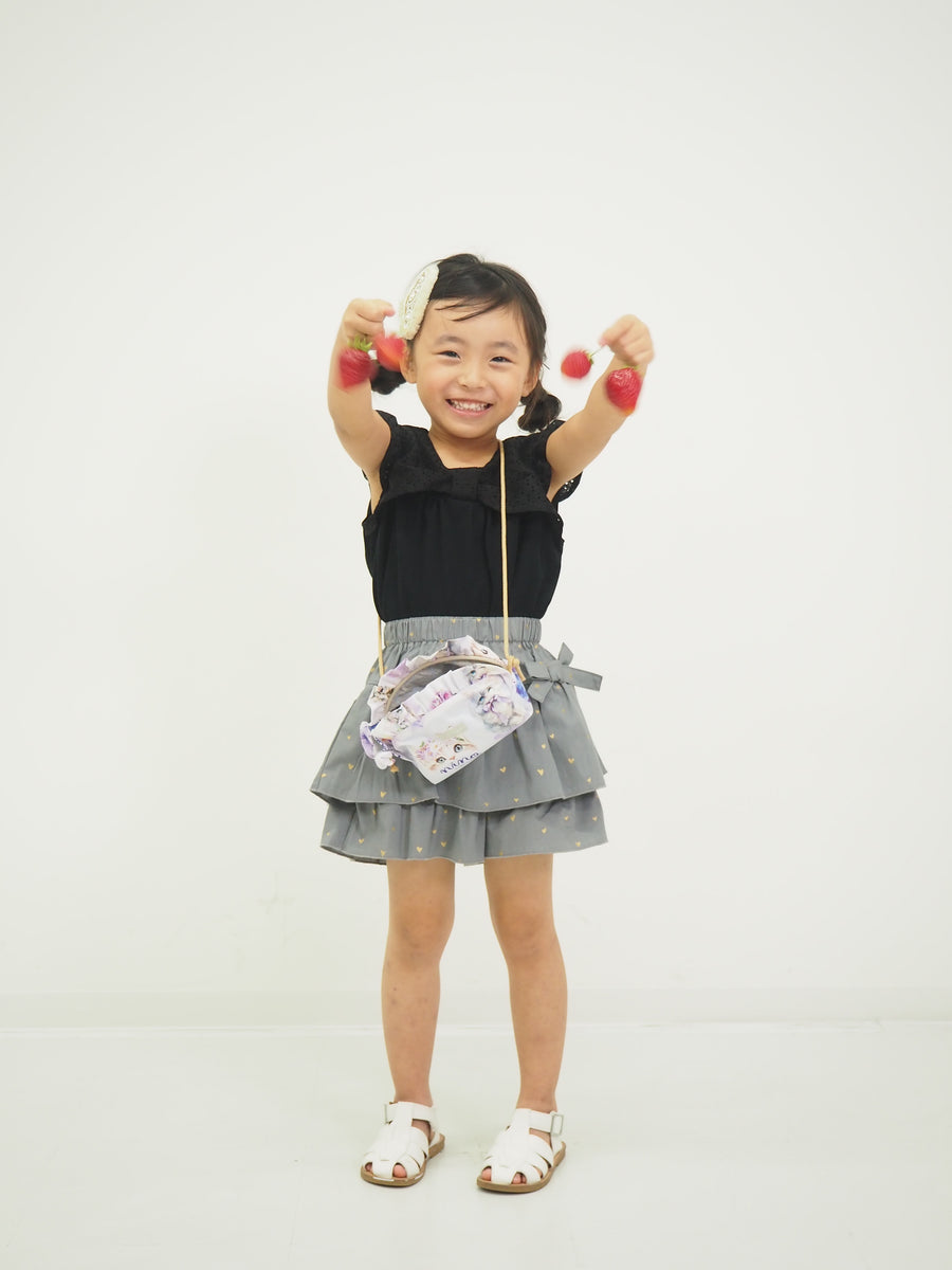 ラメハートプリント　キュロットパンツ