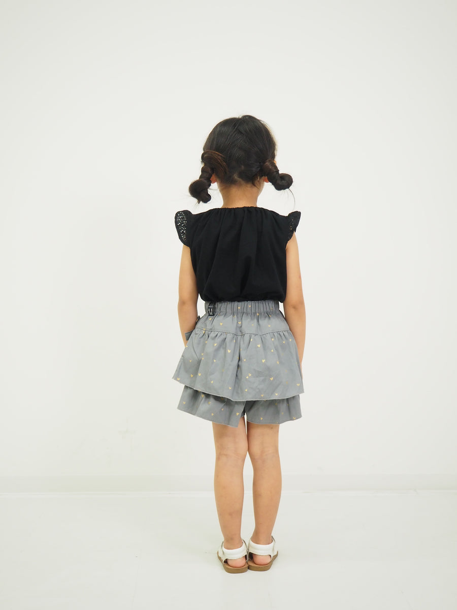 ラメハートプリント　キュロットパンツ