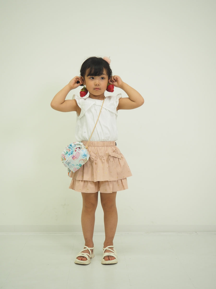 ラメハートプリント　キュロットパンツ