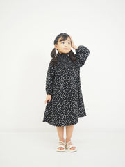 ドットプリント　スモッキングワンピース（カチューシャ付き）