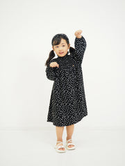 ドットプリント　スモッキングワンピース（カチューシャ付き）