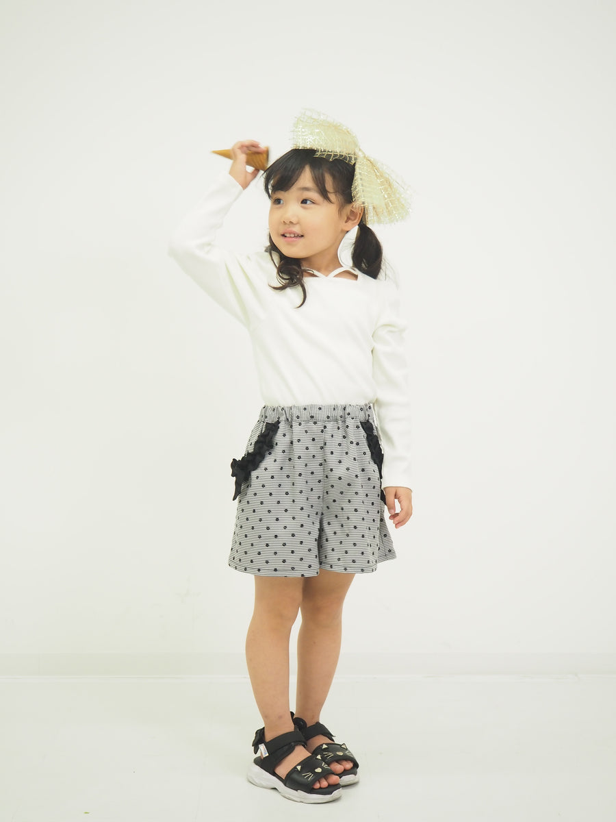 袖シャーリング テレコTee