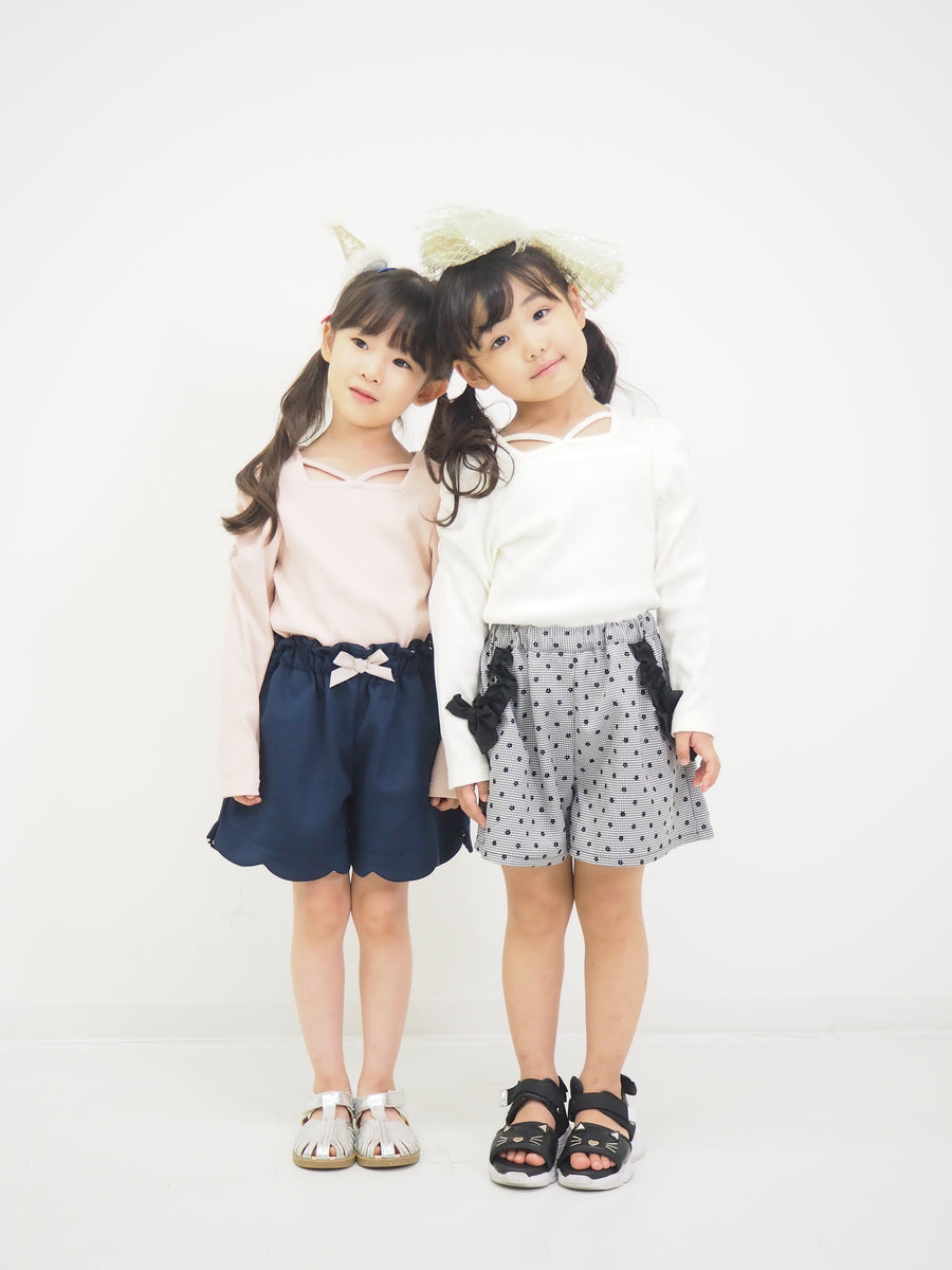袖シャーリング テレコTee