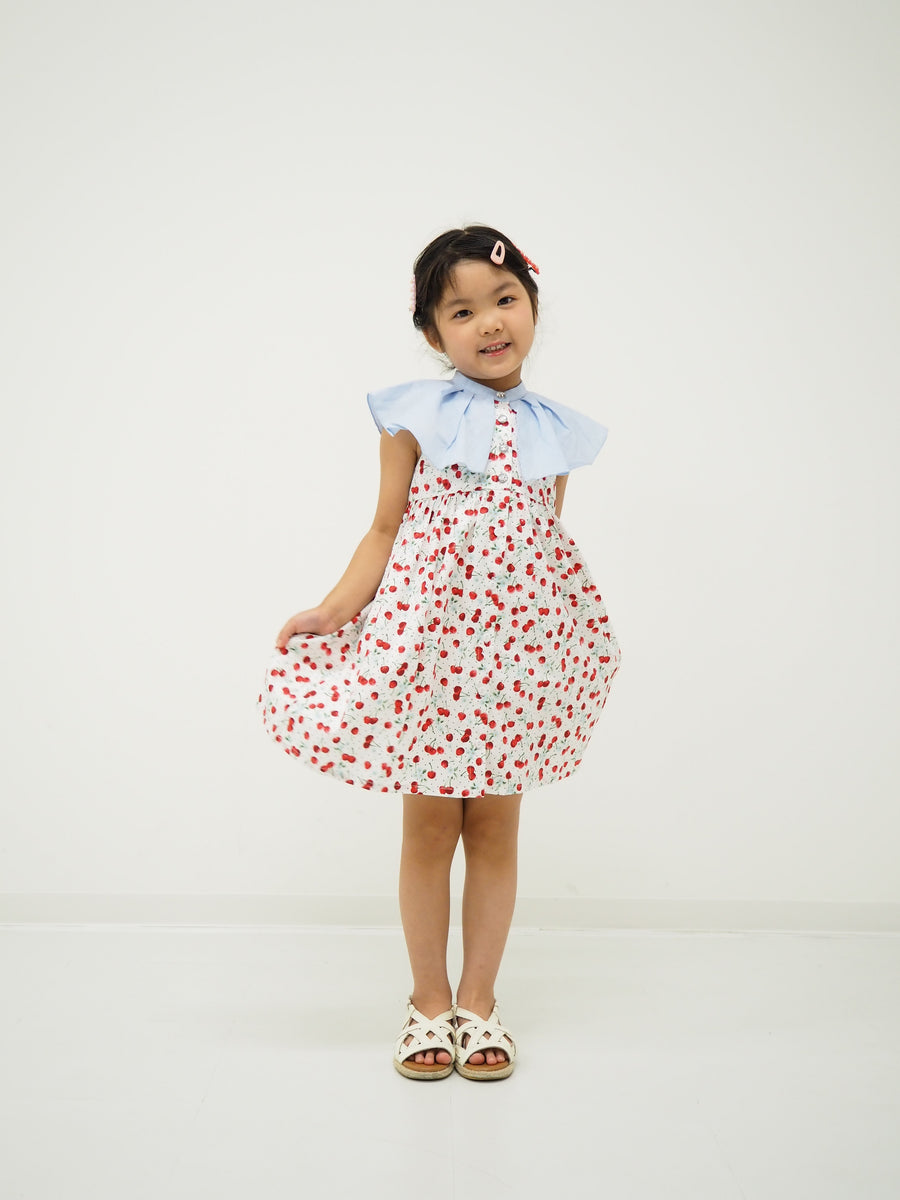 チェリープリントBIGタック衿ワンピース【90～120cm】