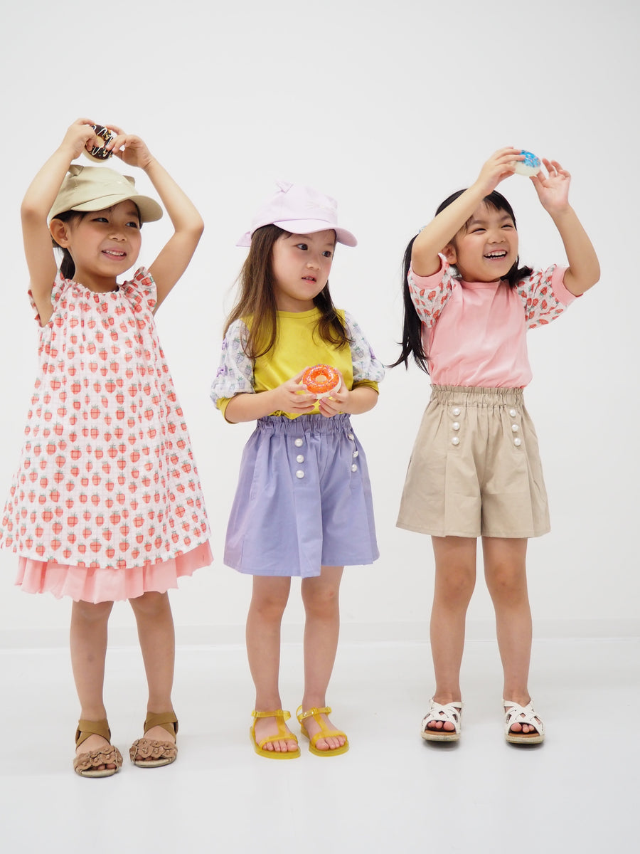【90～120cm】リバーシブルワンピース/ シアーチェックストロベリー