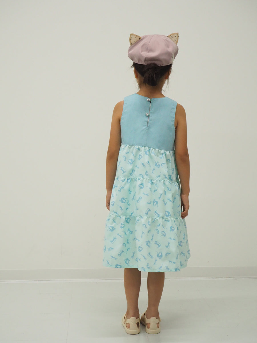 ティアードねこプリントワンピース