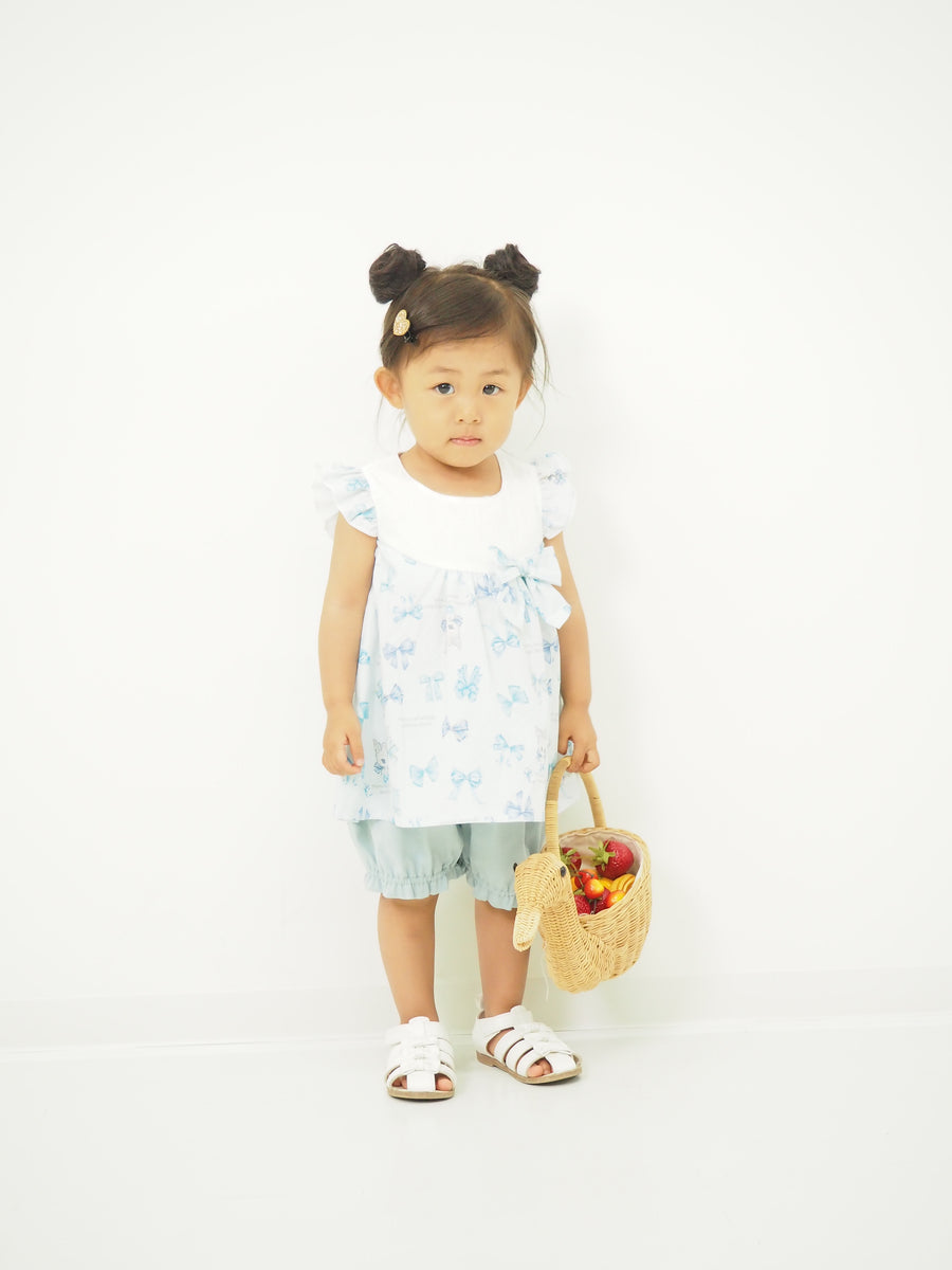 リボンねこオリジナルプリントベビースーツ