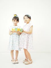 リボンねこオリジナルプリント前明きワンピース