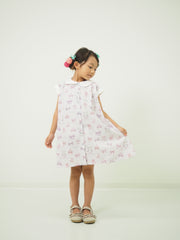 リボンねこオリジナルプリント前明きワンピース